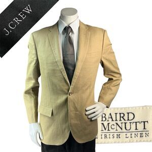 J. Crew Ludlow Sportcoat 40S Men Baird McNutt Irish Linen Tan Blazer Suit Jacket